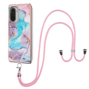 huismerk Voor Xiaomi MI 11I / POCO F3 Galvaniseren Patroon IMD TPU Shockproof Case met Neck Lanyard (Milky Way Blue Marble)