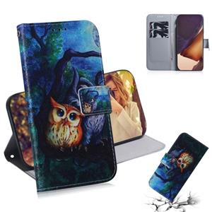 huismerk Voor Samsung Galaxy Note 20 Ultra gekleurde tekening horizontale flip lederen hoes met Holder & Card Slots & Wallet(Oil Painting Owl)