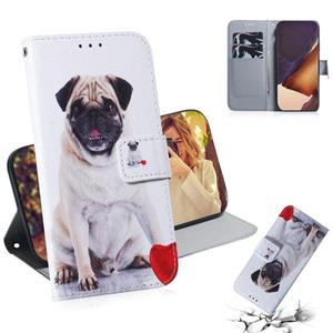 huismerk Voor Samsung Galaxy Note 20 Ultra gekleurde tekening horizontale flip lederen hoes met Holder & Card Slots & Wallet(Pug)