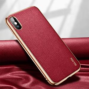 Voor iPhone XS / X SULADA Litchi Texture Leather Electroplated Shckproof Protective Case(Rood)