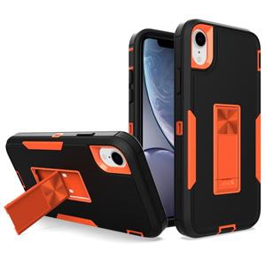 huismerk Magnetic Holder Phone Case For iPhone XR(Black + Orange)