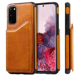 huismerk Voor Galaxy S20 Calf Texture Horizontal Flip Leather Case met Holder & Card Slots & Frame(Brown)