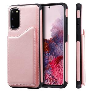 huismerk Voor Galaxy S20 Calf Texture Horizontal Flip Leather Case met Holder & Card Slots & Frame(Rose Gold)