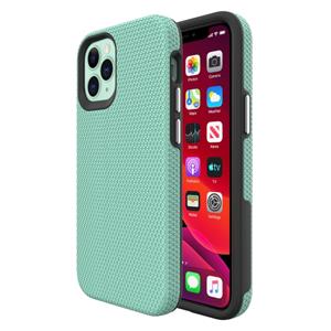 huismerk Voor iPhone 12 Triangle Armor Texture TPU + PC Case (Mint Green)