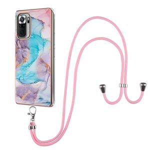 huismerk Voor Xiaomi Redmi Note 10 PRO / 10 Pro Max Electroplating Pattern IMD TPU Shockproof Case met Neck Lanyard (Milky Way Blue Marble)