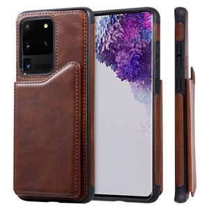 huismerk Voor Galaxy S20 Ultra Calf Texture Horizontal Flip Leather Case met Holder & Card Slots & Frame(Coffee)