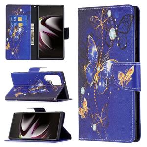 huismerk Voor Samsung Galaxy S22 Ultra 5G Gekleurde Tekening Patroon Horizontale Flip Telefoon Lederen Case Met Houder & Card Slots & Portemonnee (Purple Butte