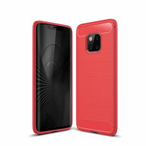 Huismerk Geborsteld textuur Carbon Fiber schokbestendig TPU Case voor Huawei mate 20 Pro (rood)