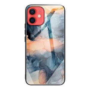 huismerk Abstract marmeren patroon glazen beschermhoes voor iPhone 12 mini (abstract blauw)