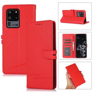 huismerk Voor Samsung Galaxy S20 Ultra Cross Texture Horizontal Flip Leather Phone Case (Rood)