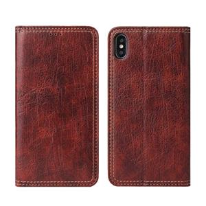 huismerk Voor iPhone X / XS Retro Tree Bark Texture PU Magnetic Horizontal Flip Leather Case met Holder & Card Slots & Wallet(Brown)