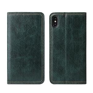 huismerk Voor iPhone X / XS Retro Tree Bark Texture PU Magnetic Horizontal Flip Leather Case met Holder & Card Slots & Wallet(Green)