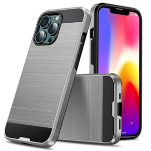 huismerk Brushed Texture Shockproof Protective Case For iPhone 13 Pro(Silver)