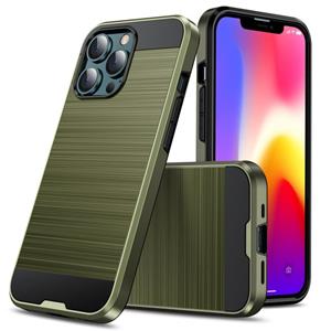 huismerk Brushed Texture Shockproof Protective Case For iPhone 13 Pro Max(Army Green)