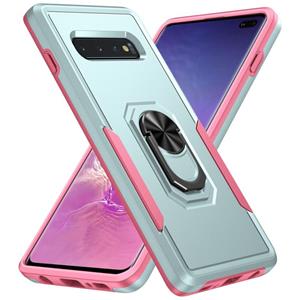 huismerk Voor Samsung Galaxy S10 + Pioneer Armor Heavy Duty PC + TPU Houder Phone Case (groen + roze)