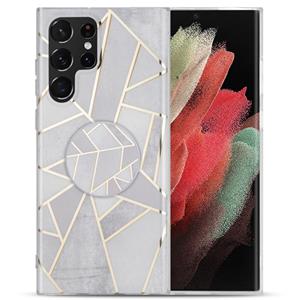 huismerk Voor Samsung Galaxy A72 5G / 4G IMD Marble TPU Telefoonhoes met vouwbare houder