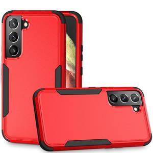 huismerk Voor Samsung Galaxy S22 5G TPU + PC Shockproof Phone Case (rood + zwart)