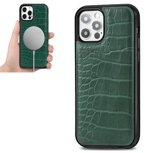 huismerk Crocodile Texture Embossing Magnetic PU + TPU Beschermhoes voor iPhone 12 mini(Groen)