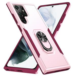 huismerk Voor Samsung Galaxy S22 Ultra 5G Pioneer Armor Heavy Duty PC + TPU Houder Phone Case (Pink)