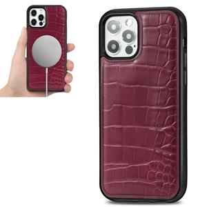 huismerk Crocodile Texture Embossing Magnetic PU + TPU Beschermhoes voor iPhone 12 mini(Rood)