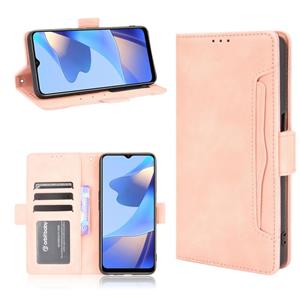 huismerk Voor Oppo A16 Skin Feel Calf Patroon Horizontale Flip Lederen Case met Houder & Card Slots & Fotolijst (Pink)