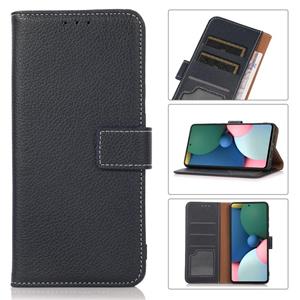 huismerk Litchi Texture PU + TPU Horizontal Flip Leather Case with Holder & Card Slots & Wallet For iPhone 13 Pro Max(Dark Blue)