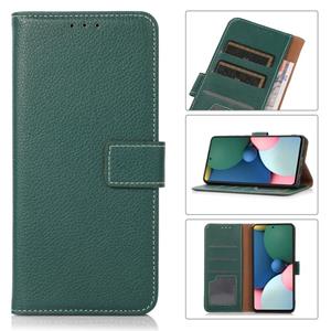 huismerk Litchi Texture PU + TPU Horizontal Flip Leather Case with Holder & Card Slots & Wallet For iPhone 13 Pro Max(Dark Green)