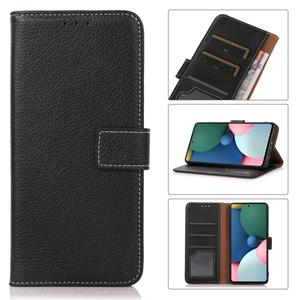 huismerk Litchi Texture PU + TPU Horizontal Flip Leather Case with Holder & Card Slots & Wallet For iPhone 13 Pro(Black)