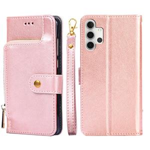 huismerk Voor Samsung Galaxy A32 4G Zipper Bag PU + TPU Horizontale Flip Lederen Case met Houder & Card Slot & Portemonnee & Lanyard (Rose Gold)