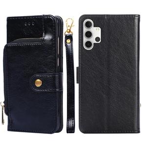 huismerk Voor Samsung Galaxy A32 5G Zipper Bag PU + TPU Horizontale Flip Lederen Case met Houder & Card Slot & Portemonnee & Lanyard (Zwart)