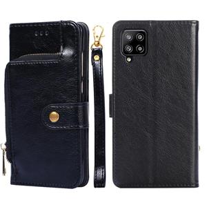 huismerk Voor Samsung Galaxy A42 5G Zipper Bag PU + TPU Horizontale Flip Lederen Case met Houder & Card Slot & Portemonnee & Lanyard (Zwart)