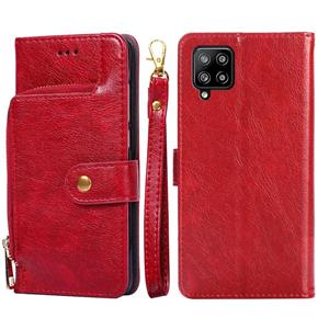 huismerk Voor Samsung Galaxy A42 5G Zipper Bag PU + TPU Horizontale Flip Lederen Case met Houder & Card Slot & Portemonnee & Lanyard