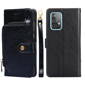 huismerk Voor Samsung Galaxy A52 5G / 4G Zipper Bag PU + TPU Horizontale Flip Lederen Case Met Houder & Card Slot & Wallet & Lanyard (Zwart)