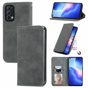 huismerk For OPPO Reno 5 5G /Find X3 Lite Retro Skin Feel Business Magnetic Horizontal Flip Leather Case With Holder & Card Slots & Wallet & Photo Frame(Gray)