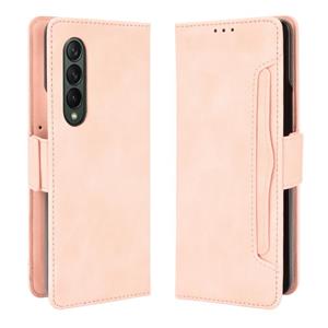 gkk Voor Samsung Galaxy Z Fold3 5G Skin Feel Calf Patroon Horizontale Flip Lederen Case met Houder & Card Slots & Fotolijst (Pink)