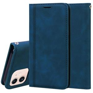 huismerk Frosted Business Magnetic Horizontal Flip PU Lederen Hoes met Houder & Card Slot & Lanyard Voor iPhone 12 mini(Blauw)