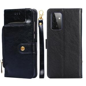 huismerk Voor Samsung Galaxy A72 5G / 4G Zipper Bag PU + TPU Horizontale Flip Lederen Case Met Houder & Card Slot & Portemonnee & Lanyard (Zwart)