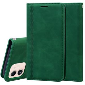 huismerk Frosted Business Magnetic Horizontal Flip PU Lederen Case met Holder & Card Slot & Lanyard Voor iPhone 12 mini(Groen)