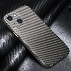 R-Just Carbon Fiber Leather Texture All-inclusive schokbestendig back Cover Case voor iPhone 13 Mini