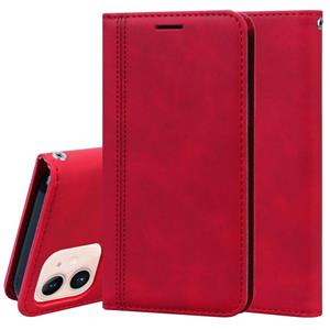 huismerk Frosted Business Magnetic Horizontal Flip PU Lederen Hoes met Holder & Card Slot & Lanyard Voor iPhone 12 mini(Rood)