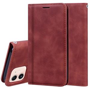 huismerk Frosted Business Magnetic Horizontal Flip PU Leather Case met Holder & Card Slot & Lanyard Voor iPhone 12 mini(Brown)