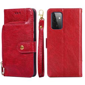 huismerk Voor Samsung Galaxy A72 5G / 4G Zipper Bag PU + TPU horizontale flip lederen hoesje met houder kaartsleuf & portemonnee & lanyard (rood)