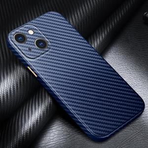 R-Just Carbon Fibre Lederen Textuur All-inclusive Shockproof Back Cover Case voor iPhone 13 (Sapphire Blue)