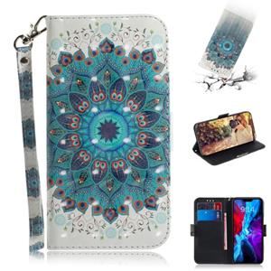 huismerk Voor iPhone 12 3D Gekleurde tekening Horizontale Flip Lederen case met Holder & Card Slots & Wallet & Lanyard(Peacock Wreath)