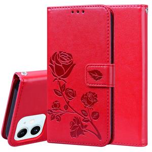 huismerk Rose Embossed Horizontale Flip PU Lederen Case met Holder & Card Slots & Wallet Voor iPhone 12 mini(Rood)