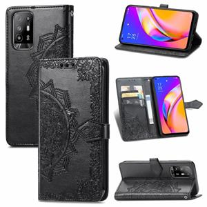 huismerk Voor Oppo A94 5G / F19 PRO + 5G / RENO5 Z Mandala Bloem In reliëf gemaakte Horizontale Flip Lederen Case met Houder & Three Card Slots & Wallet & Lan