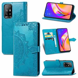 huismerk Voor Oppo A94 5G / F19 PRO + 5G / RENO5 Z Mandala Bloem In reliëf gemaakte Horizontale Flip Lederen Case met Houder & Three Card Slots & Wallet & Lan