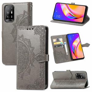 huismerk Voor OPPO A94 5G / F19 PRO + 5G / RENO5 Z MANDALA BLOEM INGELOOFDE HORIZONTELIJKE FLIP LEER CASE MET HOUDER & DRIE KAART SLOTS & WONEPERS & LANYARD (G