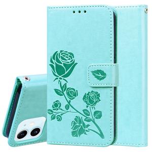 huismerk Rose Embossed Horizontale Flip PU Lederen Case met Holder & Card Slots & Wallet Voor iPhone 12 mini(Groen)