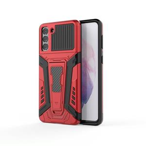 huismerk Voor Samsung Galaxy S21 + 5G War Chariot Series Armor All-inclusive Shockproof PC + TPU Beschermhoes met onzichtbare houder (rood)